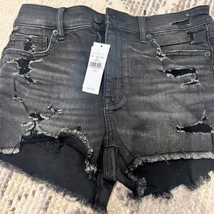 American Eagle Outfitters Charcoal Distressed Jean Shorts